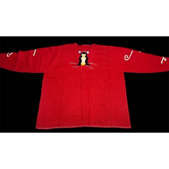 The Quacker Factory Red Winter Snow Penguin Party Button-Up Cardigan SZ 2X - Picture 8 of 11